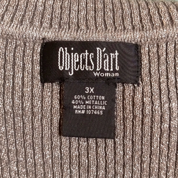 Objects D'art Silver Sleeveless Knit Top Size 3X - Picture 4 of 5